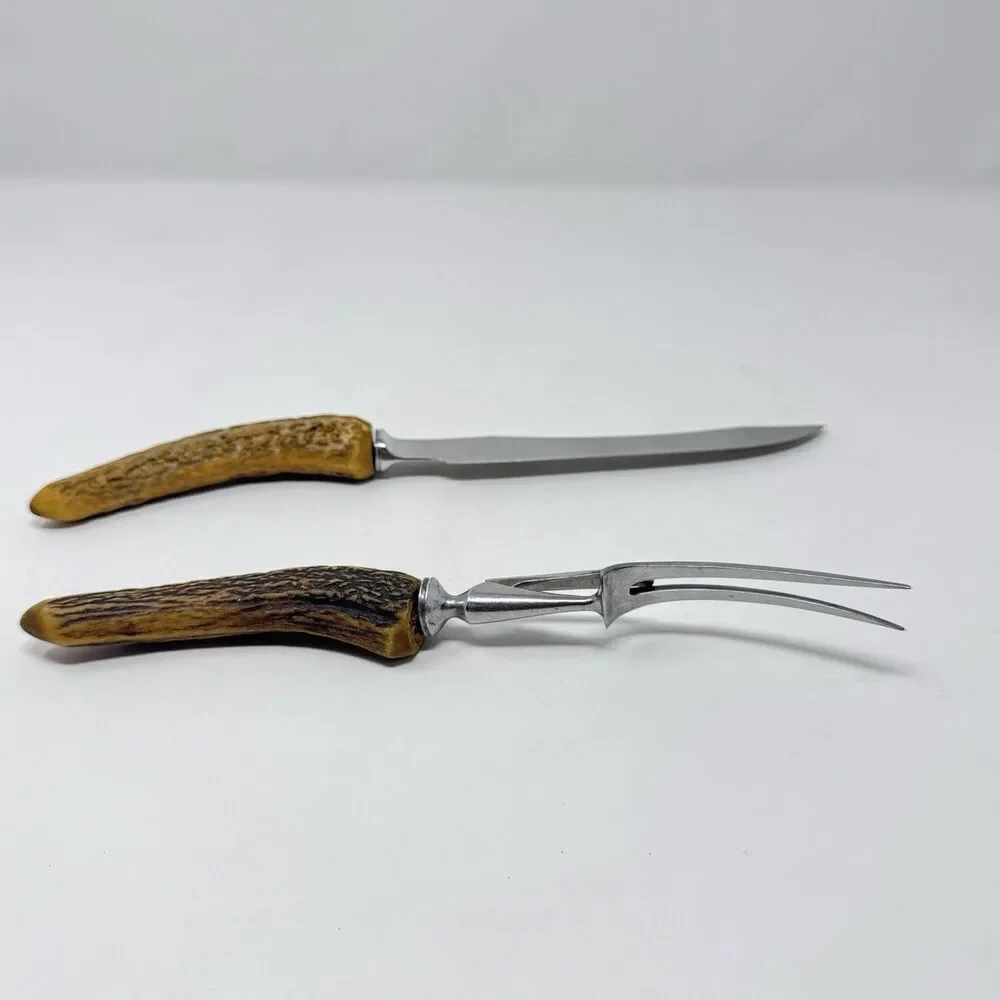 Vintage Sheffield Harrison Bros & Howson Cutlers to His Majesty Carving Set Stag